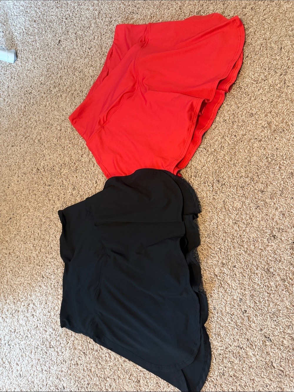 Red and Black Women's Double Skirted Active Shorts